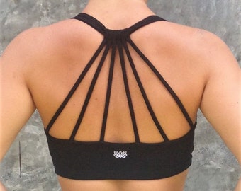Black Onyx Cotton Shakti Sports Bra, Yoga Top by Lotus Tribe