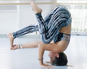 Sodalite Tie Dye Yoga Pants by Lotus Tribe / Tie Dye Leggings / Festival Clothing / Gym Wear / Natural Fiber Eco Yoga Clothing / Womens Yoga