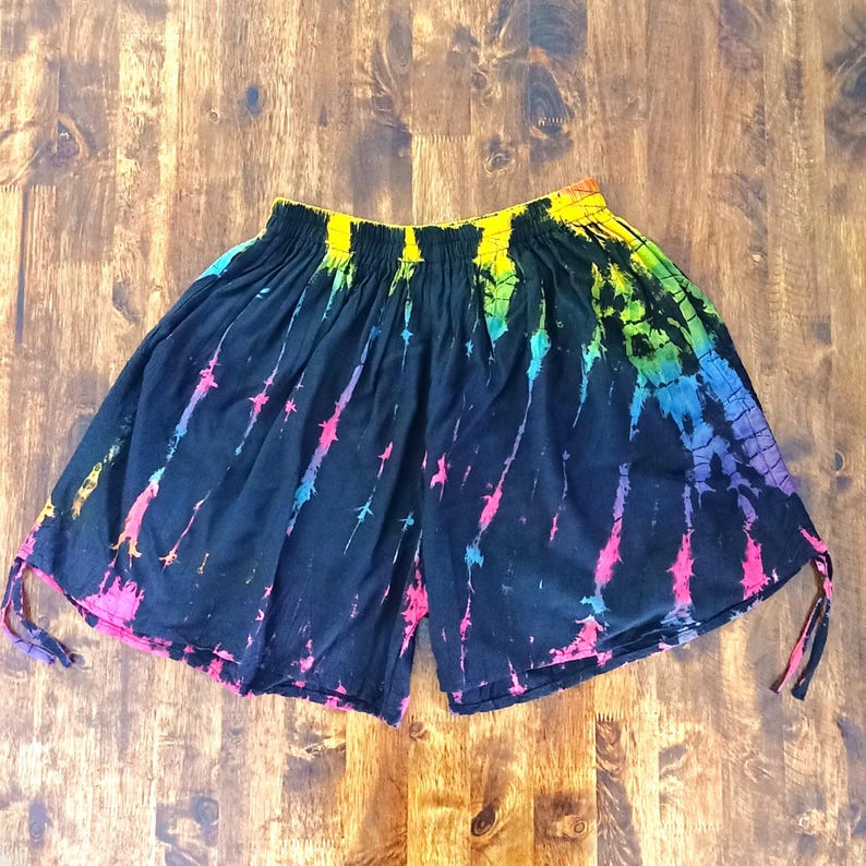 Fire Tie Dye Baggy Shorts: Elastic Waist Cinch Sides by Lotus Tribe image 10