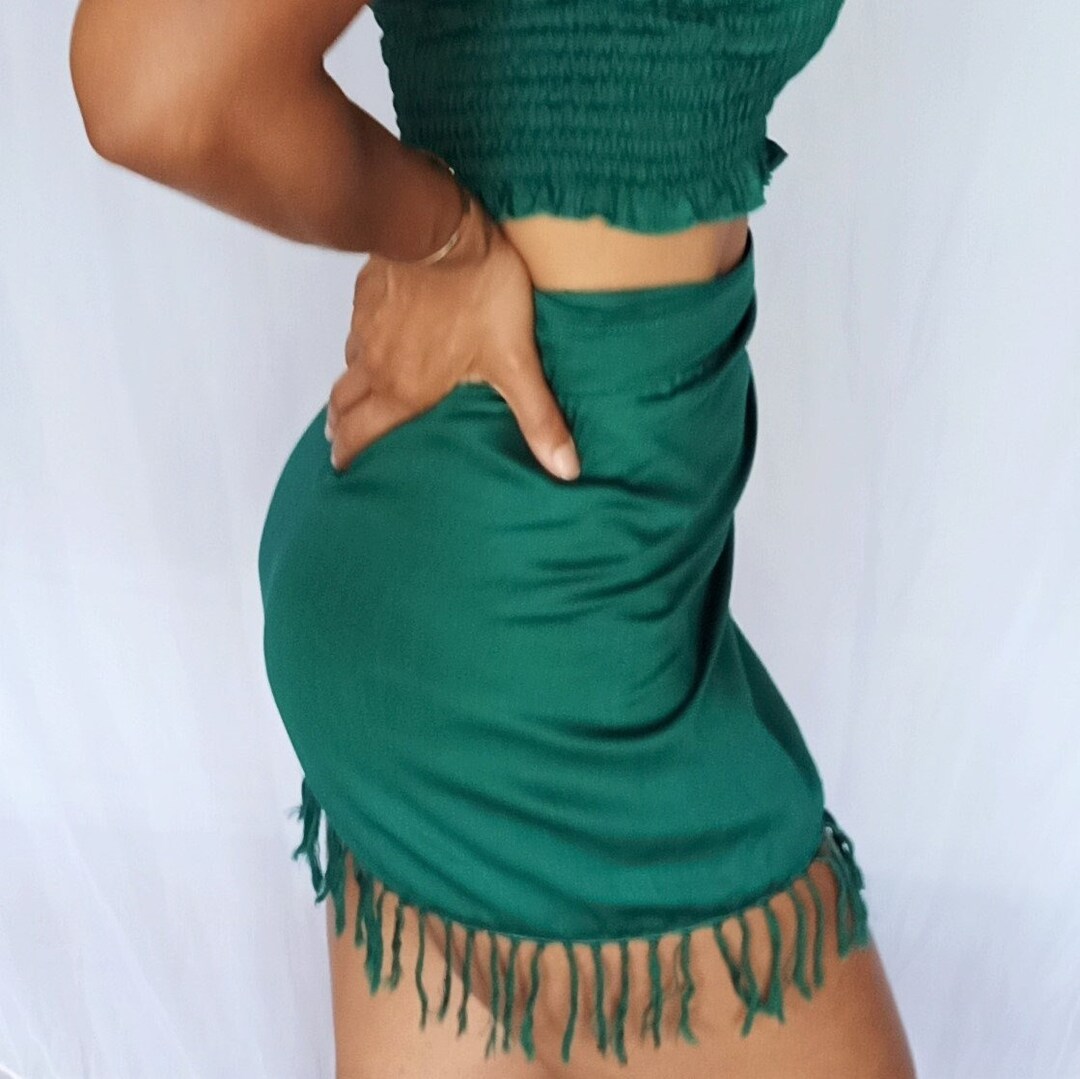 Tribal Lotus Print Faux Wrap Skirt