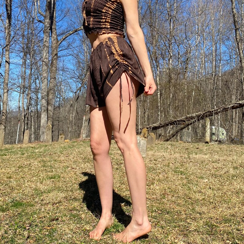 Fire Tie Dye Baggy Shorts: Elastic Waist Cinch Sides by Lotus Tribe image 17