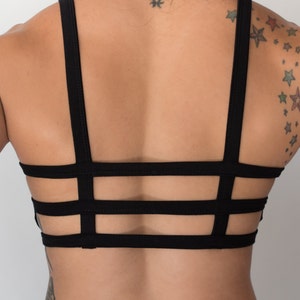 Trinity Bra in ONYX by Lotus Tribe with 3 horizontal back straps with no added underband for soft fit with light support best for A-C cups image 2