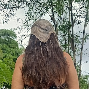 Cotton Hippie Boho Bandana head scarf with silver threads by Lotus Tribe lightweight cotton head wrap, square hippie bandana hair accessory