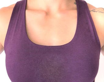 Plum Baru Sports Bra by Lotus Tribe / Yoga Top /Gym Bra / Women&#39;s Fitness Top / Cotton Bra/ Strappy Bra / Festival Top / Women&#39;s Active Wear