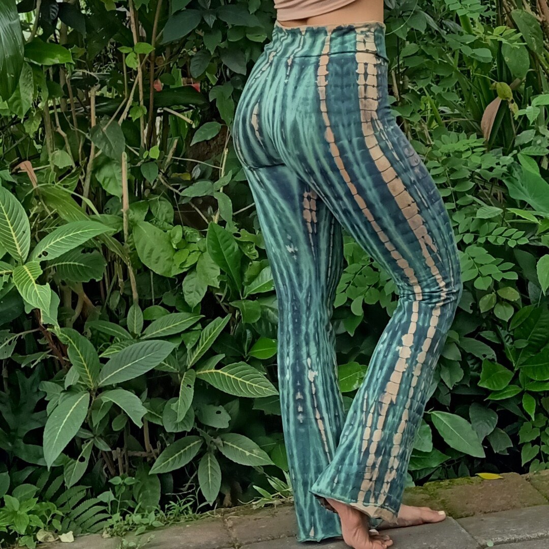 Flared Yoga Pants is Rainforest Tie Dye by Lotus Tribe Stretchy Flared
