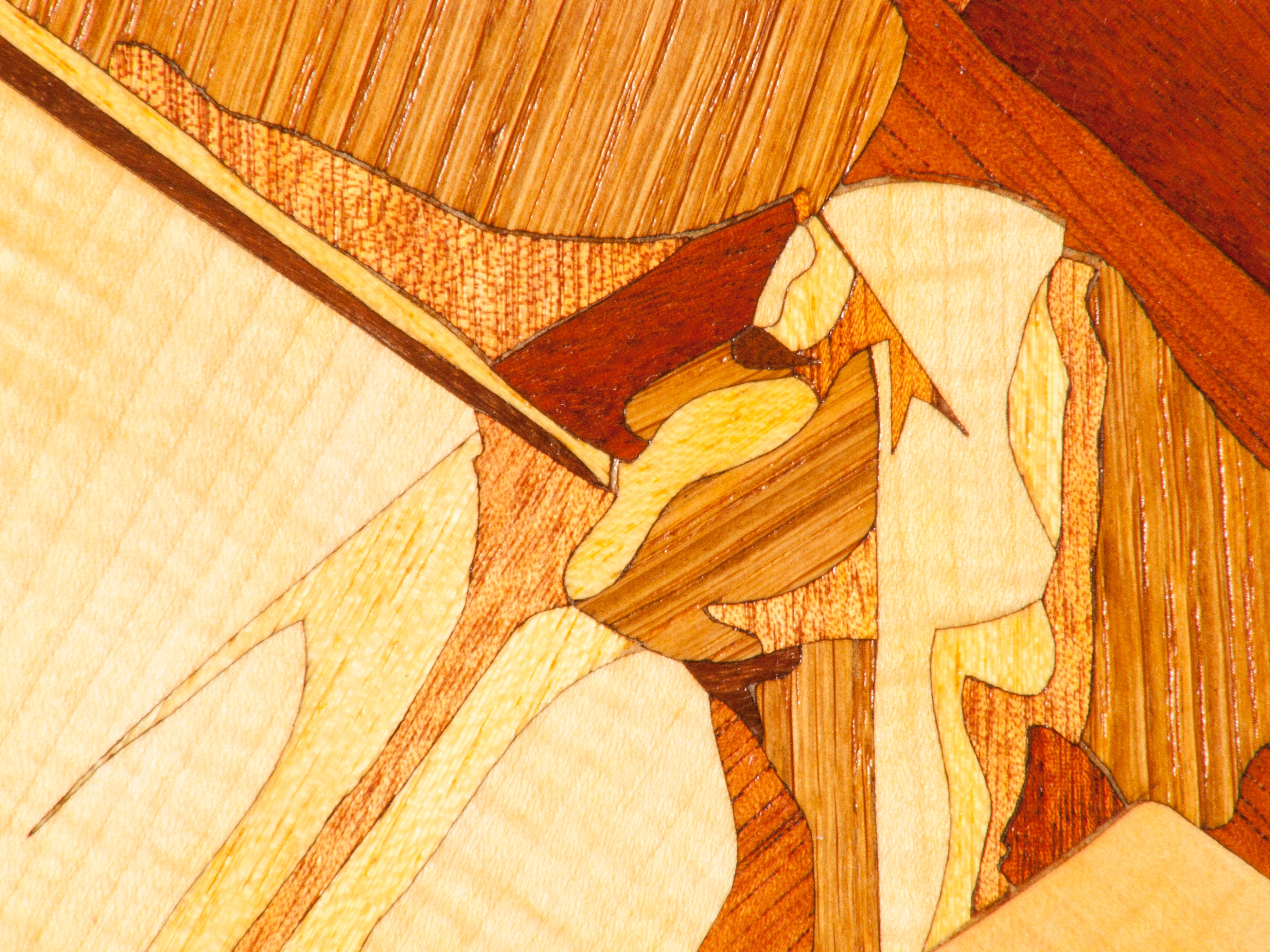 Wood Mosaic 20x24 Inlay FRAMED Angel Cubism Wall Art Panel