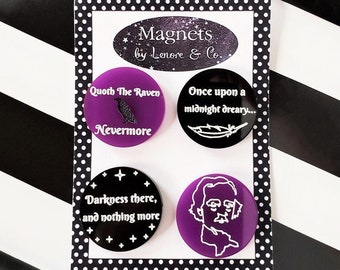 Edgar Allan Poe The Raven Nevermore Magnet Set Quoth The Raven Acrylic Refrigerator Magnets (1 inch)