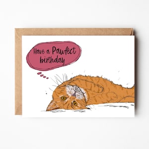 Tarjeta de cumpleaños de gato pelirrojo, tarjeta de amor de gato pelirrojo, papelería de gato, tarjeta de felicitación de gato