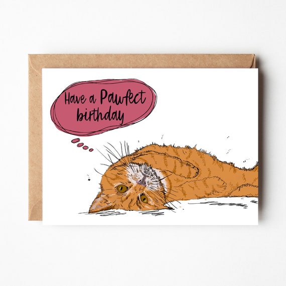 Ginger Cat Birthday Card Ginger Cat Love Card Cat Etsy