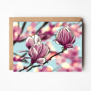 Paquet de 5 carnets de notes de fleurs de magnolia, jolies cartes de correspondance florales
