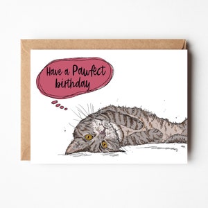 Getigerte Katze Geburtstagskarte, Katze Liebeskarte, Katze Grußkarte, Katze Geburtstagskarte