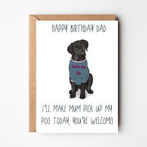 Tarjeta de cumpleaños labrador para papá, tarjeta de papá perro