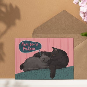 Katze Mum Geburtstagskarte, Alternative Farben erhältlich, süße Katze Karte für Mum, schwarze Katze Mum Karte