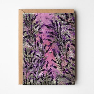 Lavendel bloemenbloem Notecard, botanische kaarten, bloem briefpapier
