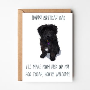 Carte d'anniversaire Cavapoo pour papa, cartes de voeux cockapoo, carte de chien noir