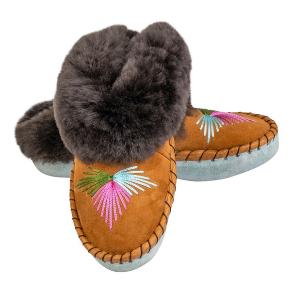 Moccasin Slip On  Woman & Men Sheepskin with Leather sole Handmade Slippers Boots with Fur European design Final Sale