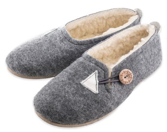 Pantoufles en feutre avec chaussons en laine de mouton naturelle Excellent cadeau d'anniversaire pour maman, soeur ou femme Cadeau pour femme Vente finale