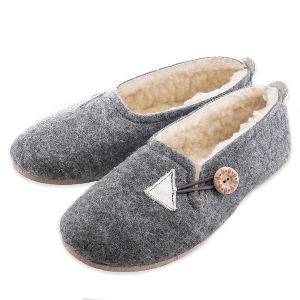 CLEARANCE Felt Slippers with Natural Sheepskin Wool House Slippers Great Birthday Gift for Mom, Sister or Wife Gift for Women Final Sale