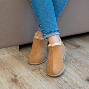 Genuine Sheepskin & Leather Shoes / Slippers Hard Sole Handmade Women's Sizes