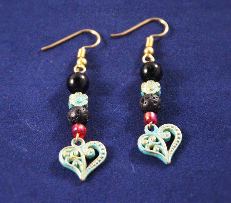 Green Charm Earrings Heart Earrings Love Heart Earrings Love Symbol earrings Green Tint Earrings