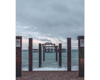 Gebranntes Brighton Pier Poster | Langzeitbelichtung Küstenfotografie | UK Wahrzeichen Kunstdruck