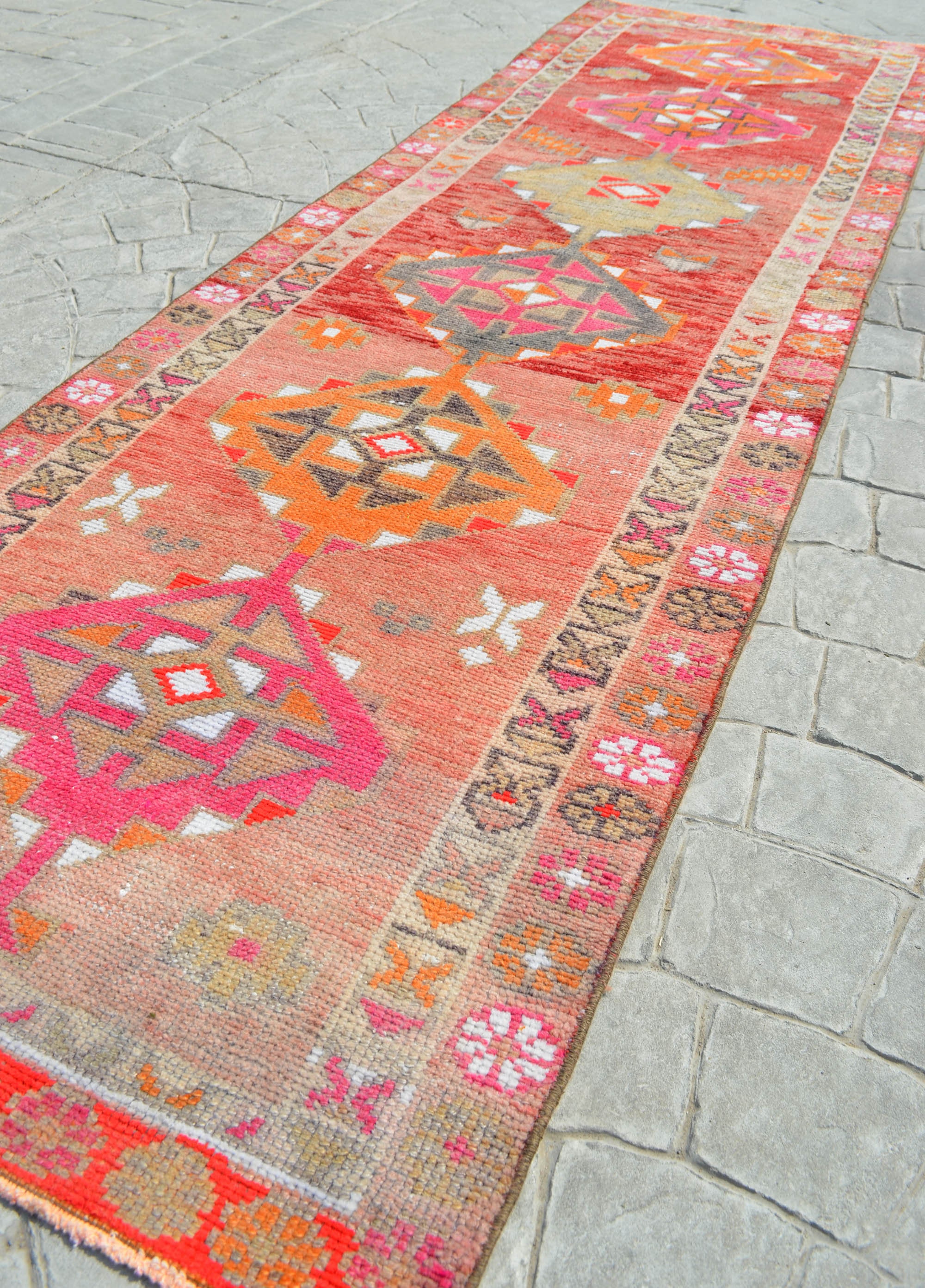 3x9 Rug Runner. Hand Made Oushak Runner Rug. Full Tribal Hallway Rug