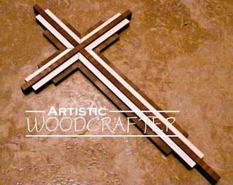 Wood Cross Wall Decor (12 inch size; Walnut/Maple)