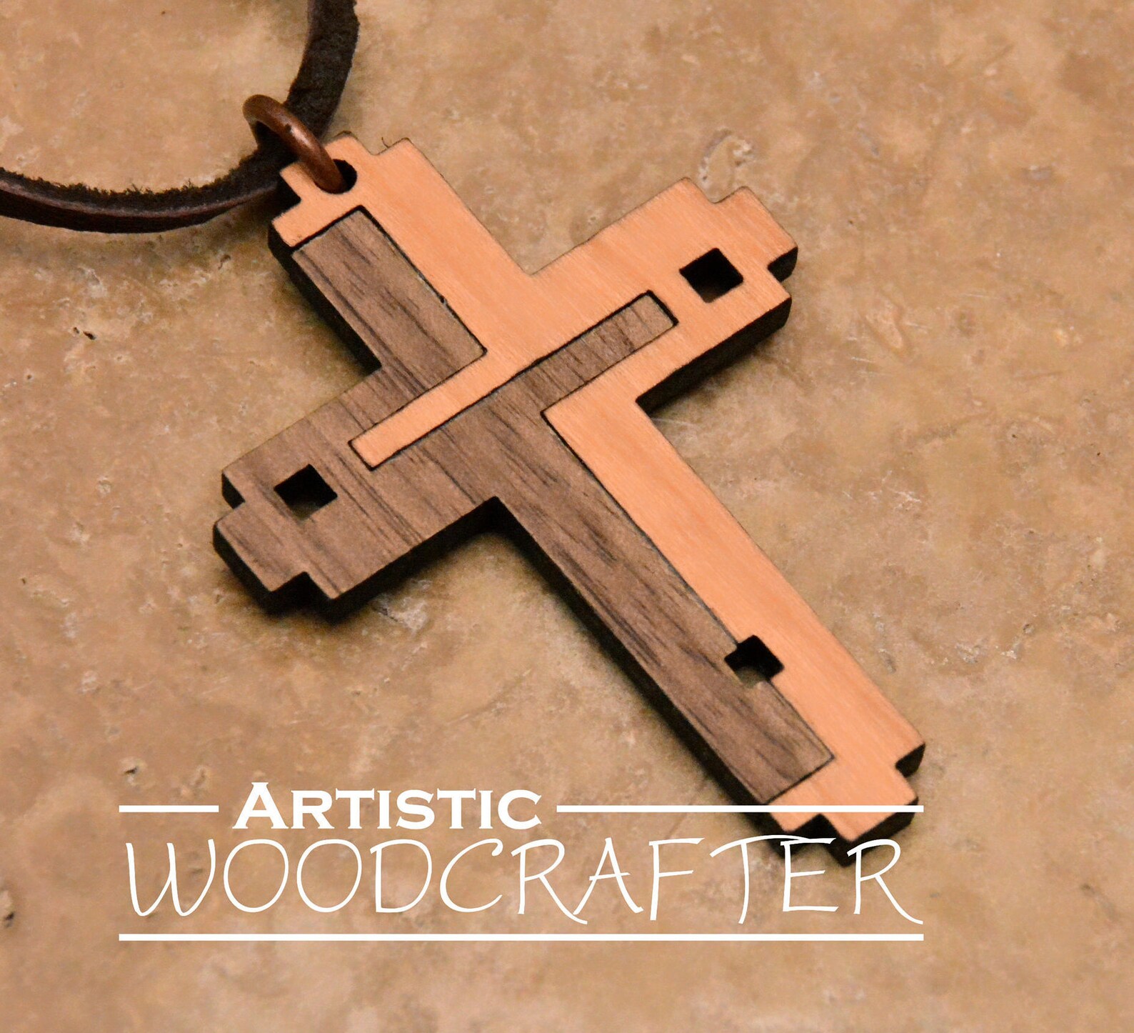 Wooden Cross Necklace cherry/walnut Etsy