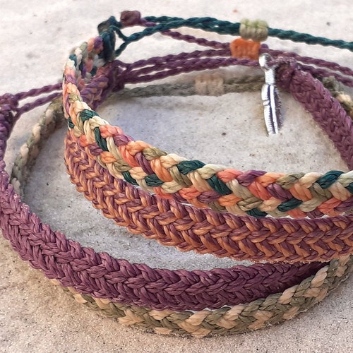 Waterproof Wax Cord Braided Surfer Bracelet or Anklet Custom Etsy