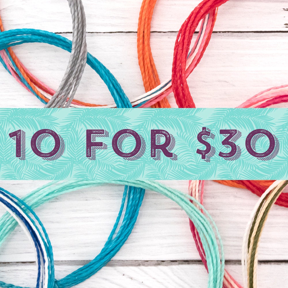 Custom Waterproof Friendship Bracelet Pack 10 for 30 Wax Cord Etsy