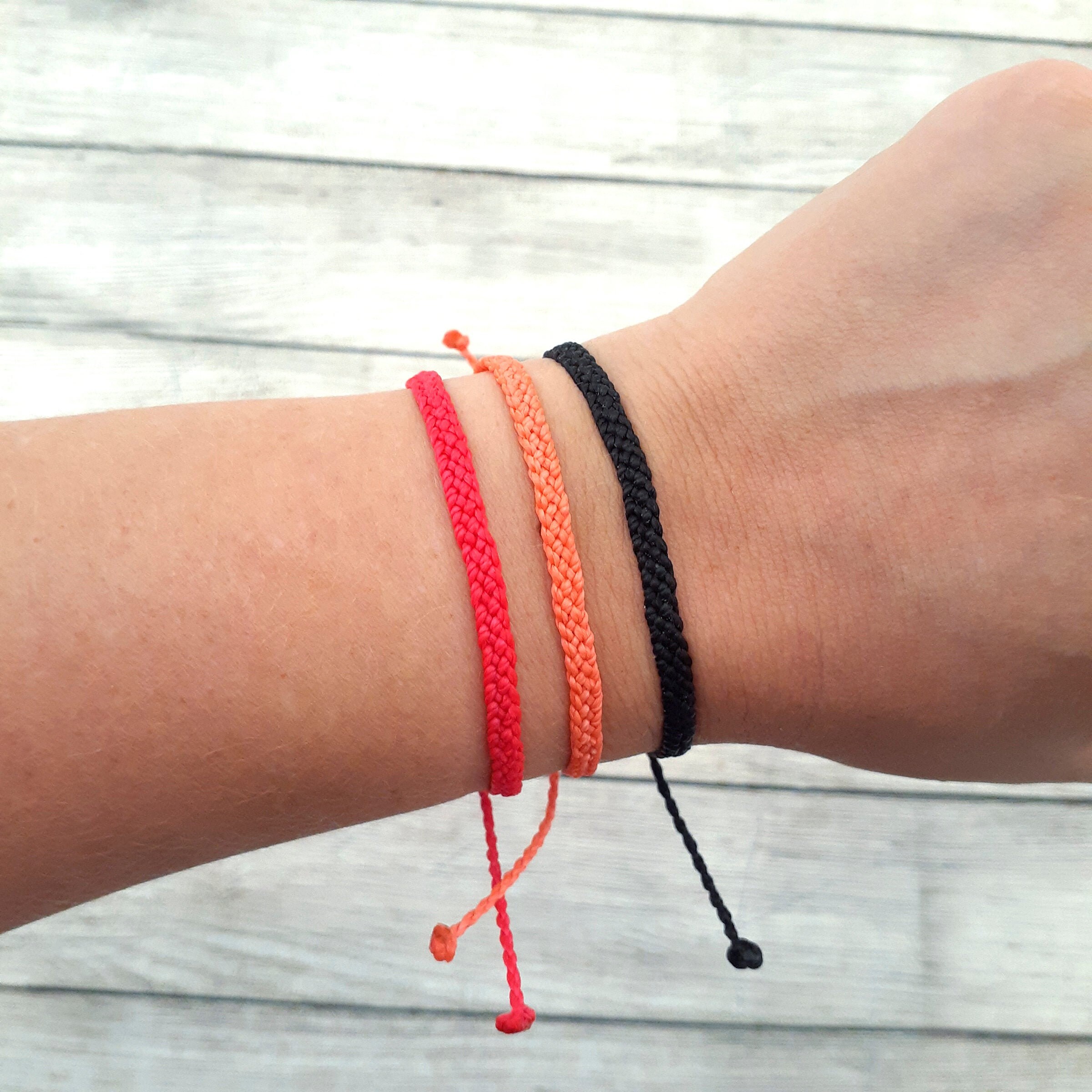 Waterproof Wax Cord Bitty Flat Braid Bracelet or Anklet, Custom Boho …