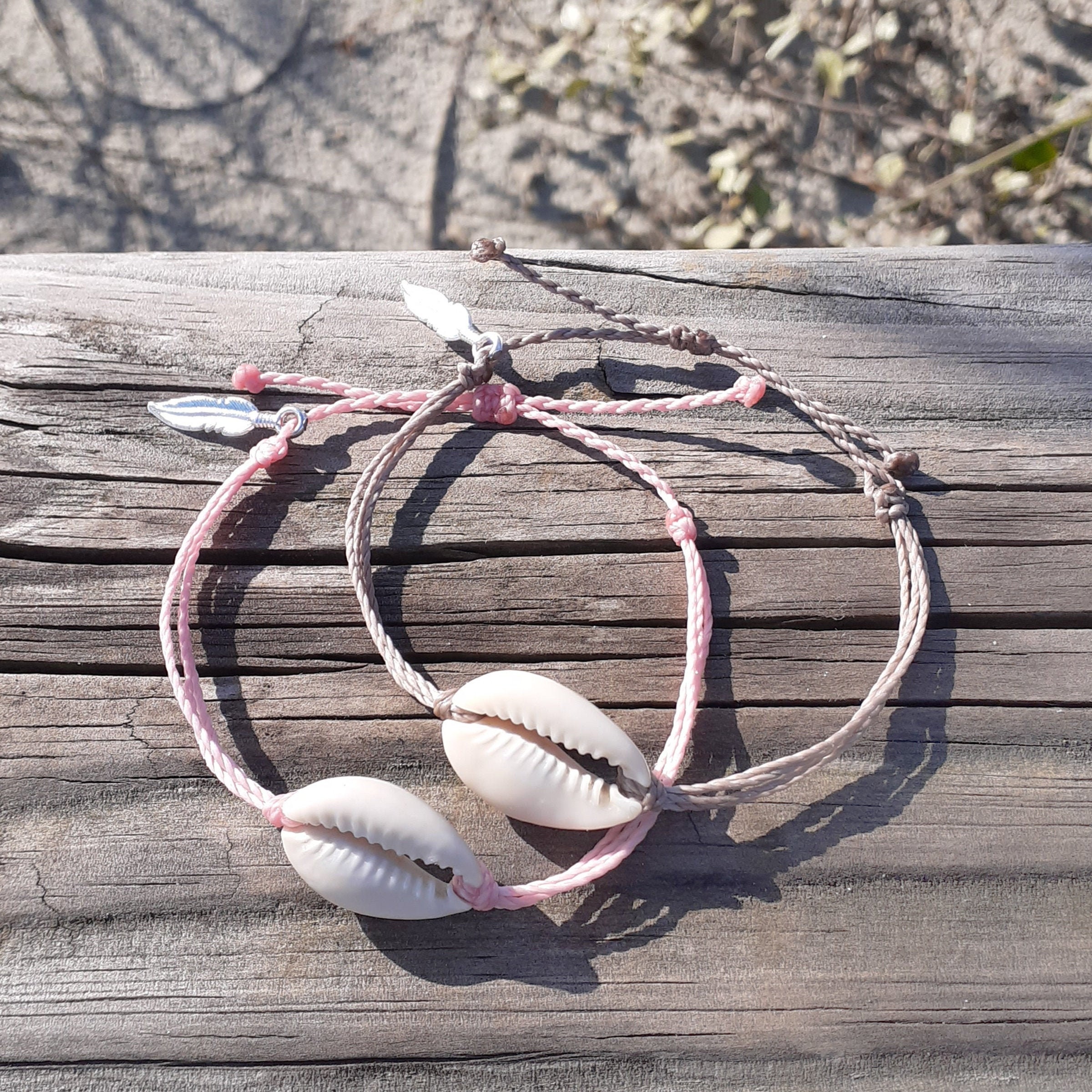 Cowrie Shell Bracelet, Wax Cord Bracelet, Waterproof Bracelet, Adjust…