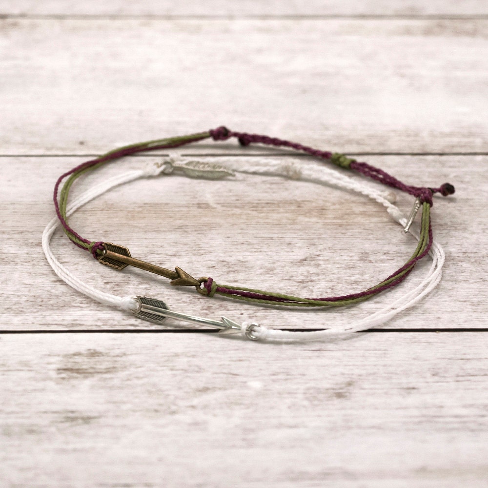 Waterproof Wax Cord Arrow Anklet, Adjustable Arrow Charm Boho Surfer …