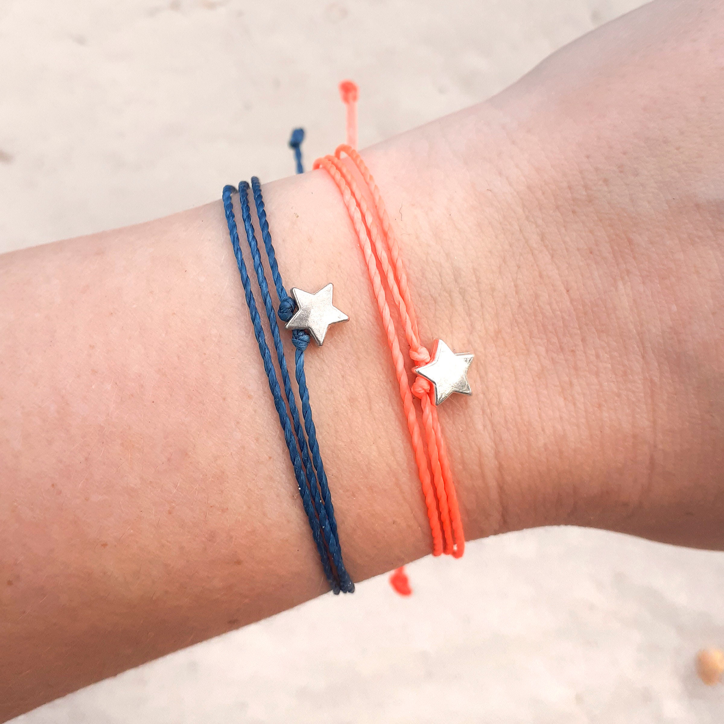 Wax Cord Anklet, Tiny Silver Star Anklet, Waterproof Wax Cord, Boho S…