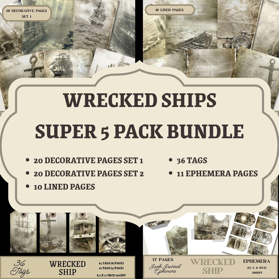 Wrecked Ship Junk Journal Mega Bundle, Nautical Ephemera Pack ...