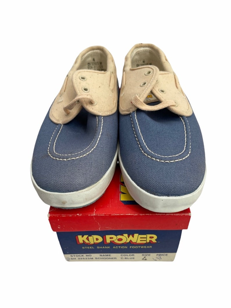 vintage kid power schooner boat shoes youth size 4 deadstock NIB 70s image 2