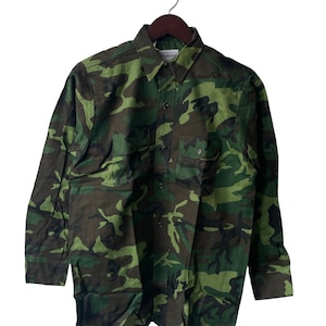 vintage five brother camo button down shirt youth size 18 XL NOS 80s made in USA