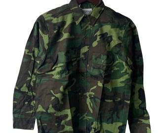 vintage five brother camo button down shirt youth size 18 XL NOS 80s made in USA