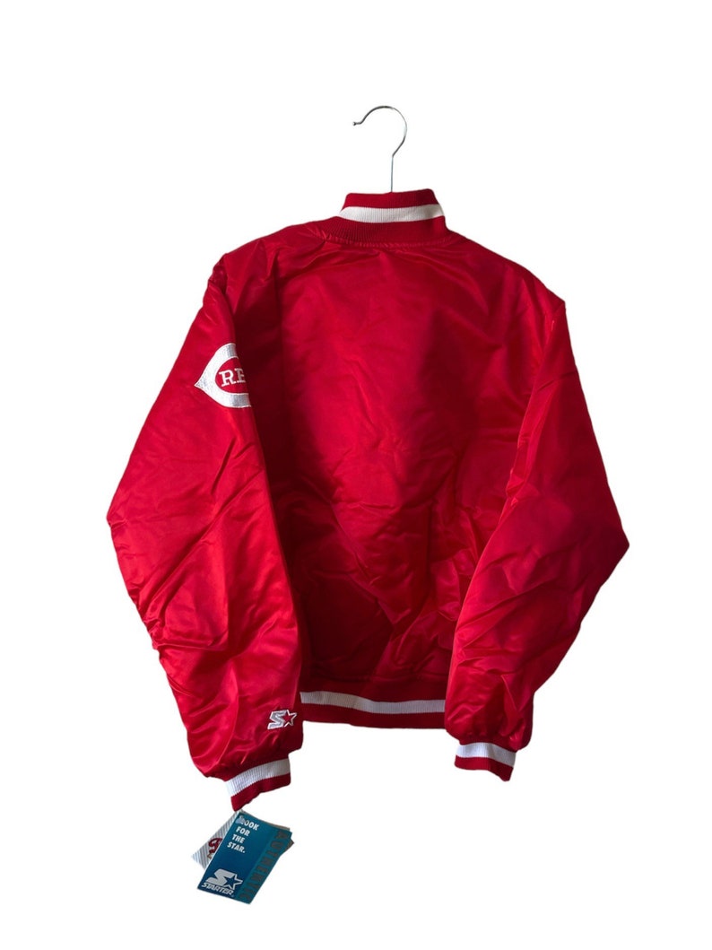 vintage cincinnati reds satin starter jacket youth size medium deadstock NWT 90s made in USA image 9