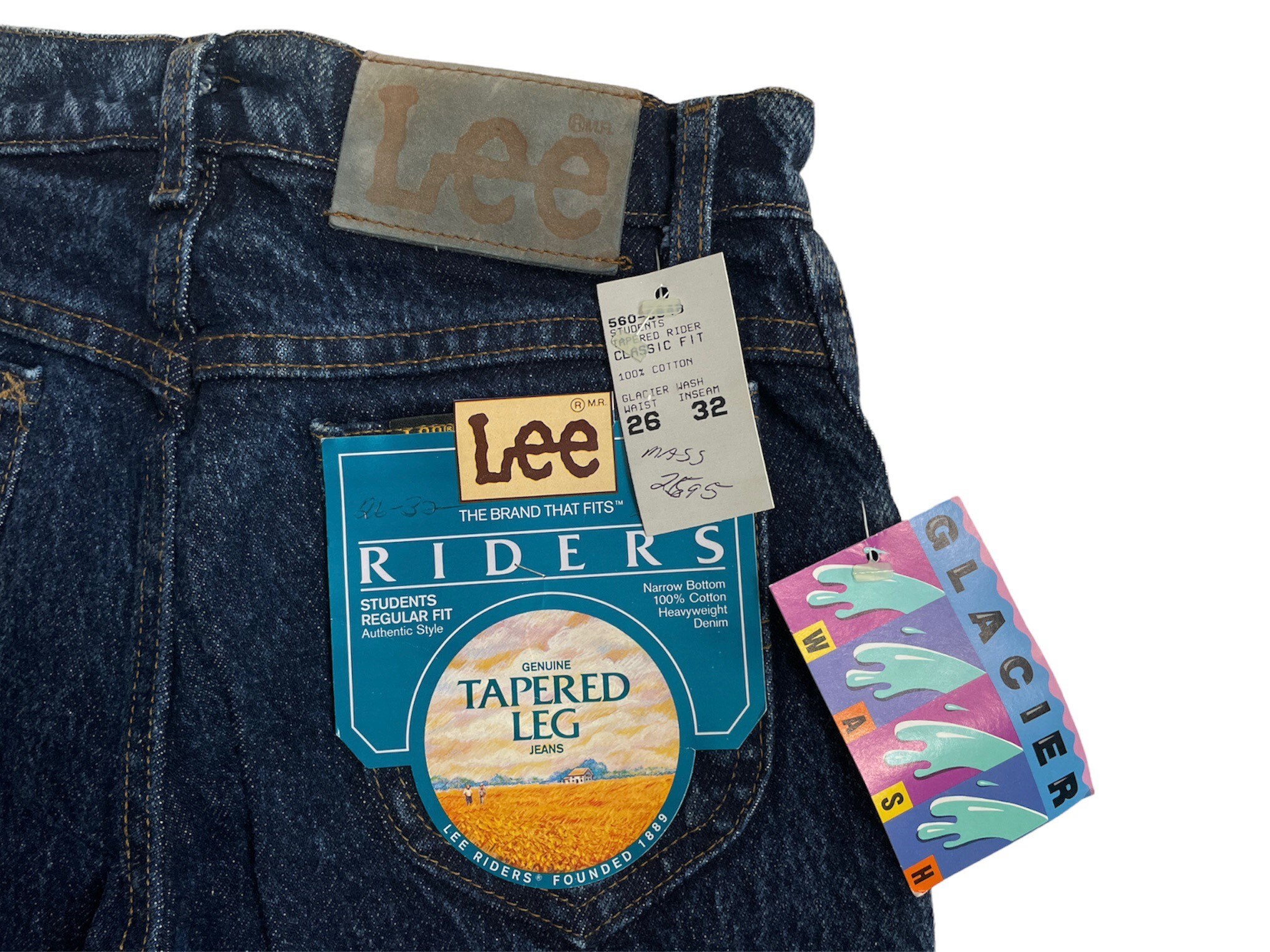 Vintage Lee Riders Glacier Wash Tapered Jeans Size 26x32 Deadstock