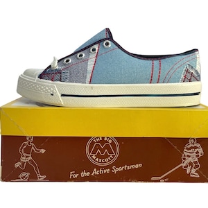 Barns Scottie patchwork-sneakers storlek 3, obehandlade NIB-sneakers från 70-talet, tillverkade i USA