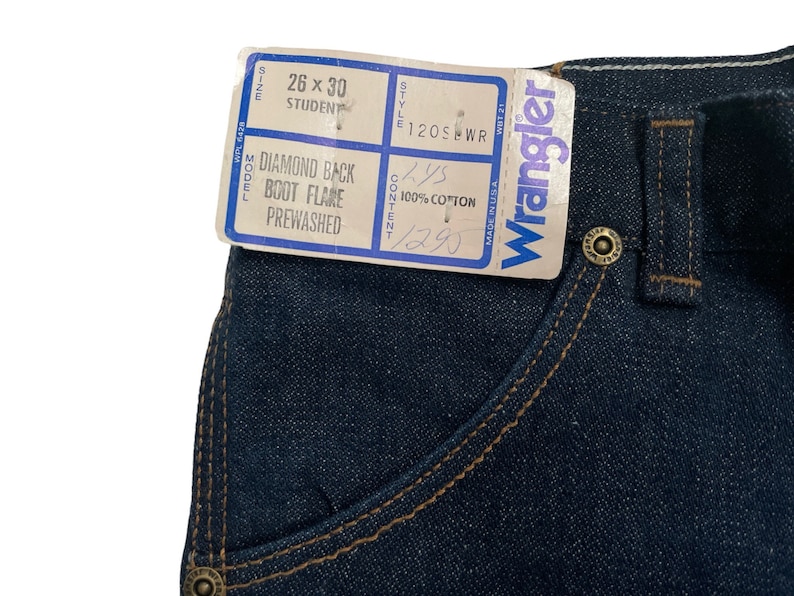 Vintage Wrangler Diamondback Boot Flare Jeans storlek 26x30 Deadstock NWT 70-talsbyxor tillverkade i USA bild 8