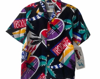 vintage morey boogie hawaiian shirt youth size medium 12-14 deadstock NWT 80s