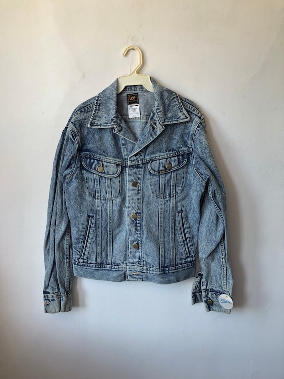 Vintage Lee Acid Wash Denim Jean Jacket Youth Size 12 Deadstock