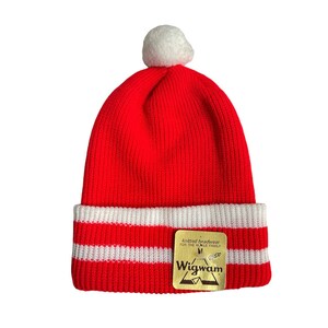 Red Pom-Pom Beanie Hat - LV – Beauty Bird Vintage