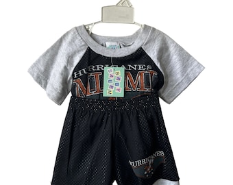 vintage miami hurricanes t-shirt short set youth kids size 4T NWT deadstock 90s