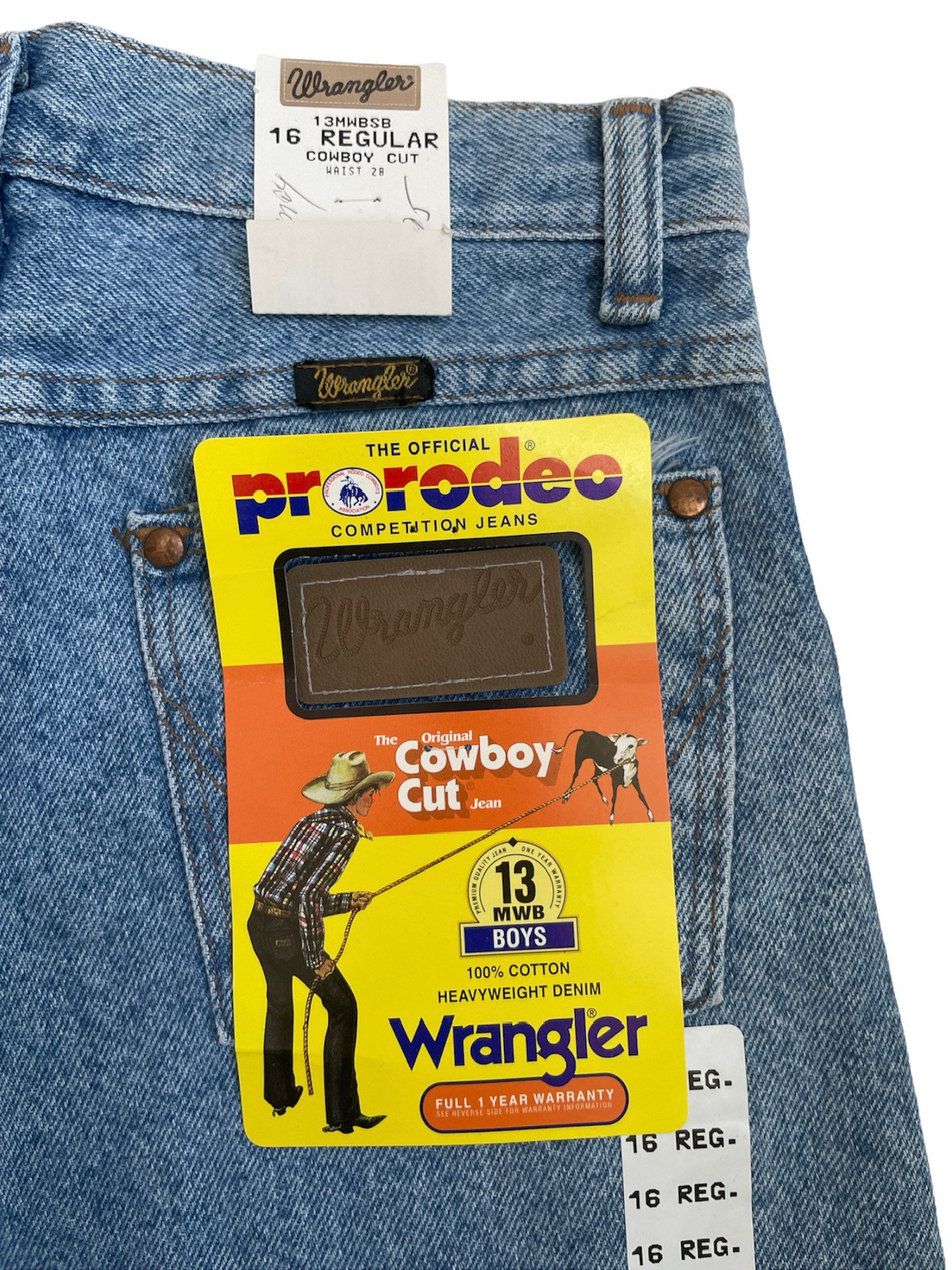 Vintage Wrangler Stone Wash Cowboy Cut Jeans Kids Size 16 Deadstock NWT ...