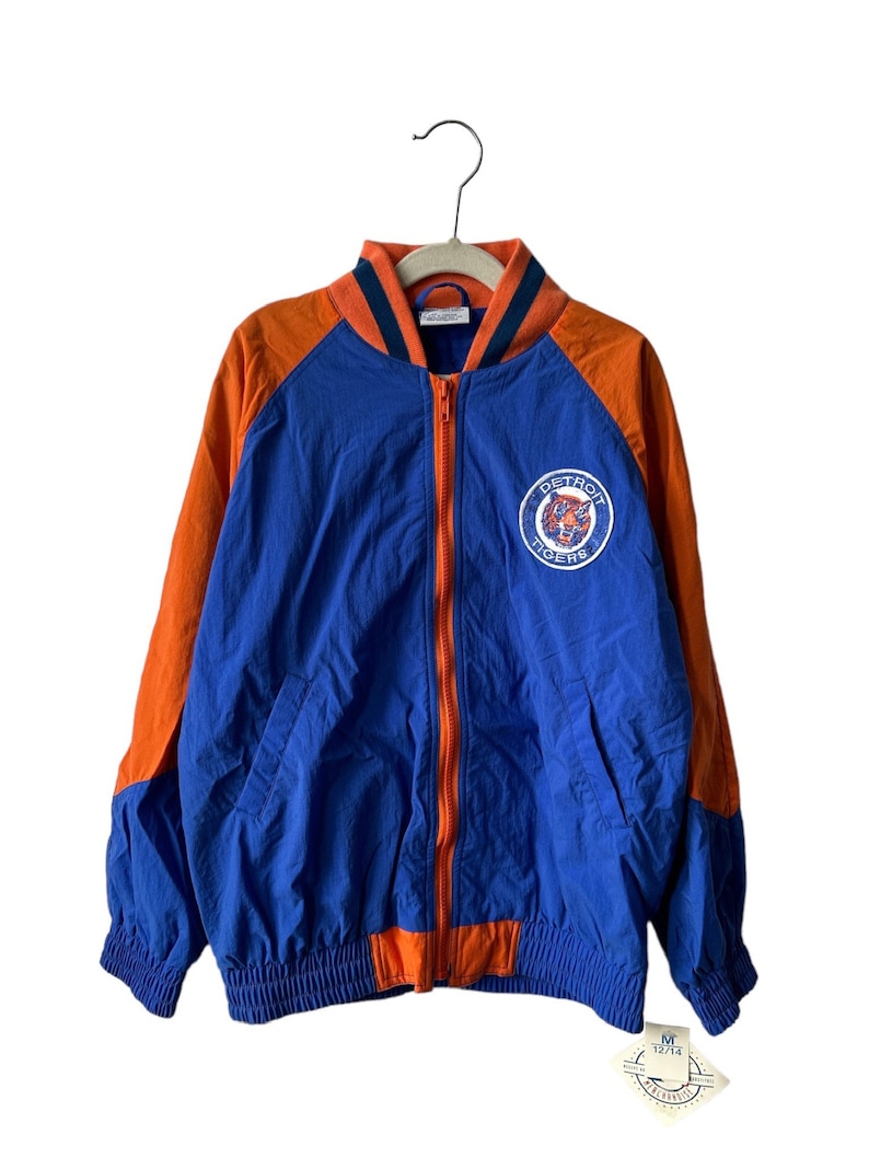 vintage detroit tigers windbreaker jacket youth size medium 12-14 deadstock NWT 90s image 1