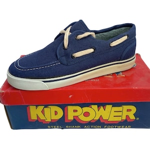 vintage kid power portsider boat shoes youth size 3.5 deadstock NIB 70s