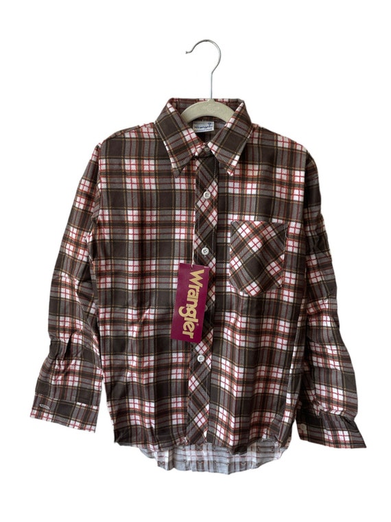vintage wrangler flannel shirt youth size 12 NOS d
